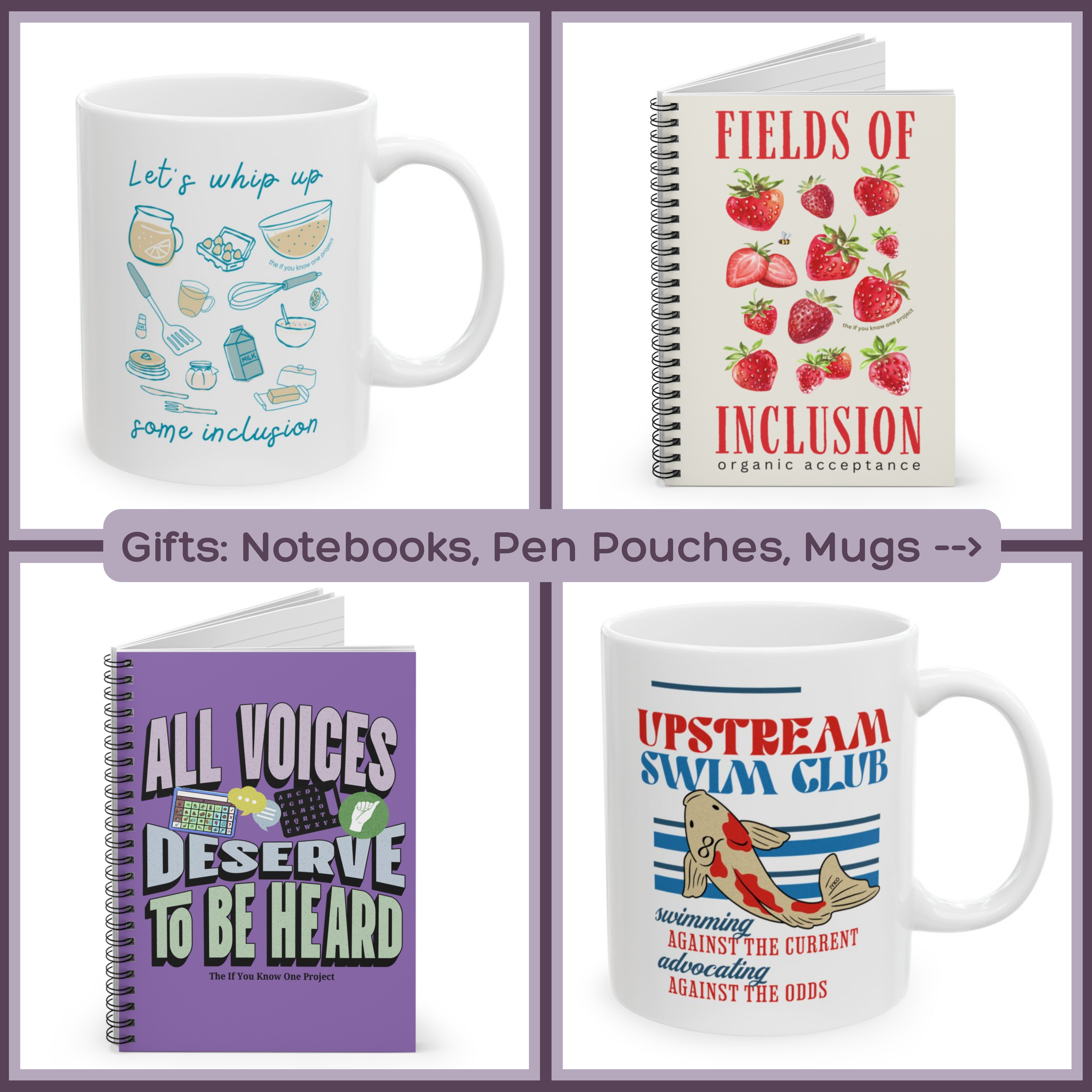 Gifts: Notebooks, Pen Pouch, Mugs
