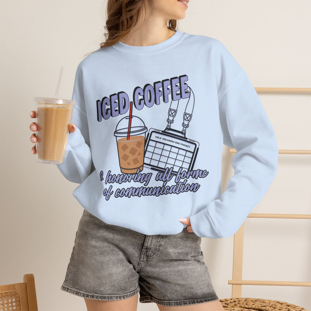 Iced Coffee and Communication Unisex Crewneck Sweatshirt