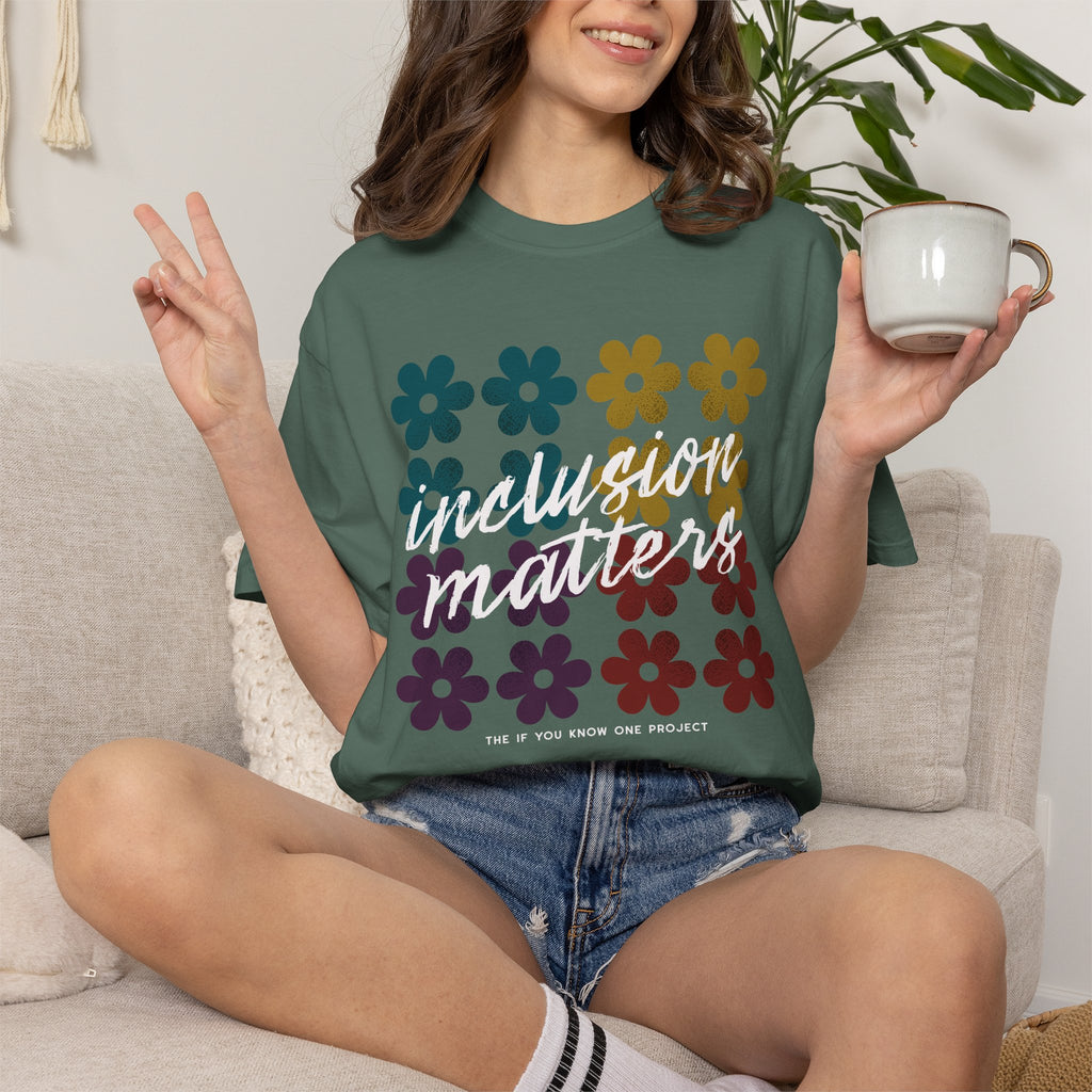 Inclusion Matters Retro Floral Unisex Garment-Dyed T-shirt