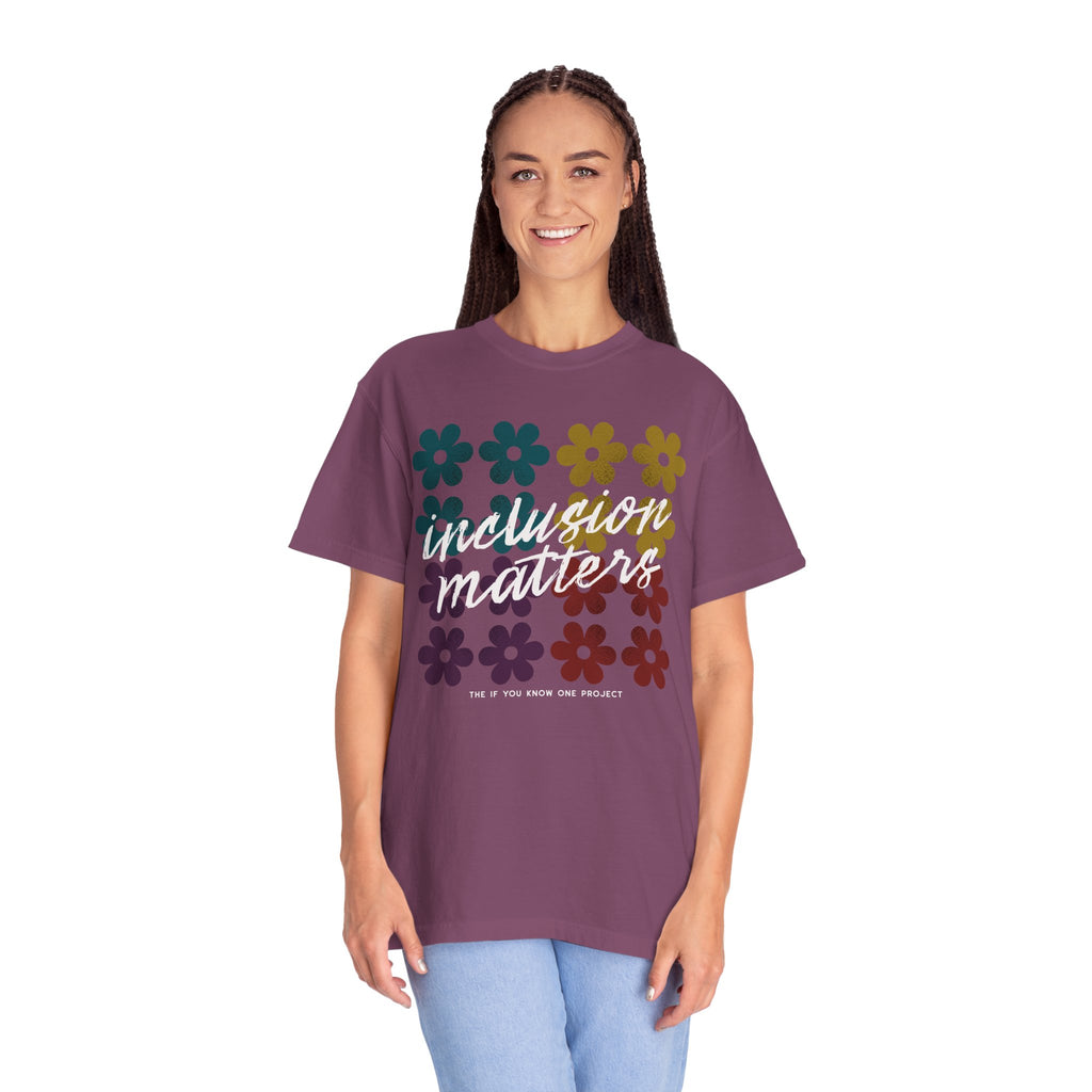 Inclusion Matters Retro Floral Unisex Garment-Dyed T-shirt