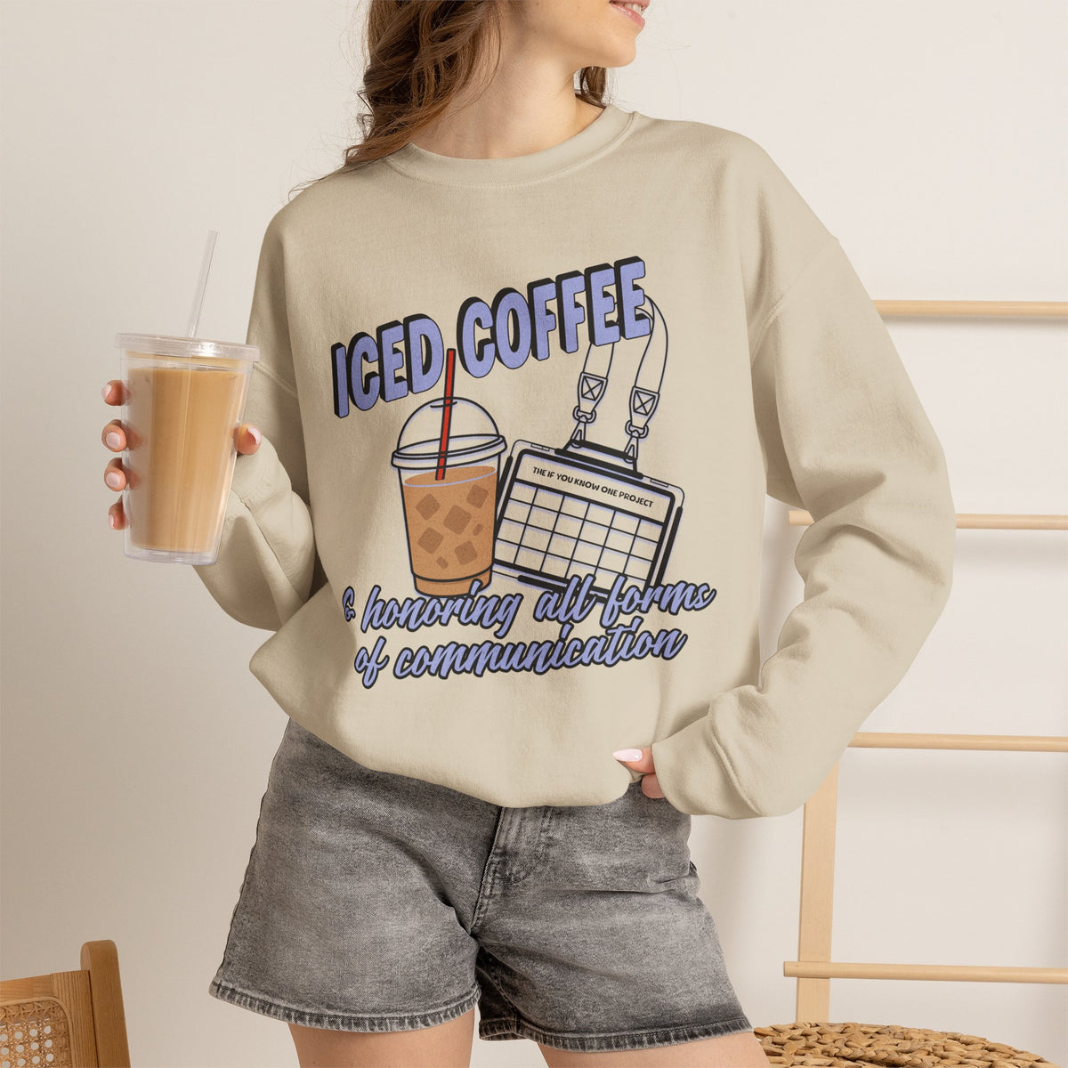 Iced Coffee and Communication Unisex Crewneck Sweatshirt