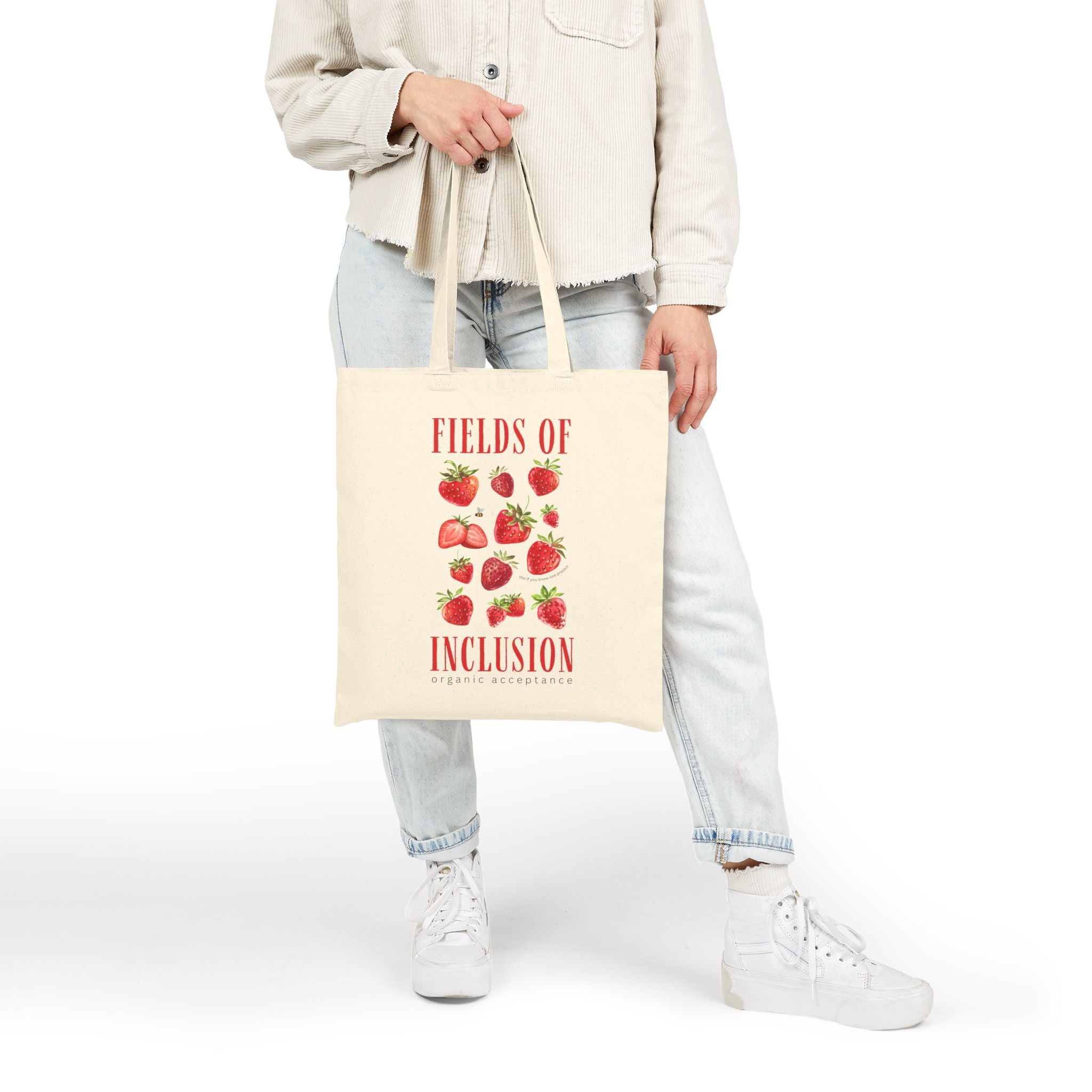 Fields of Inclusion Strawberry Cotton Canvas Tote Bag