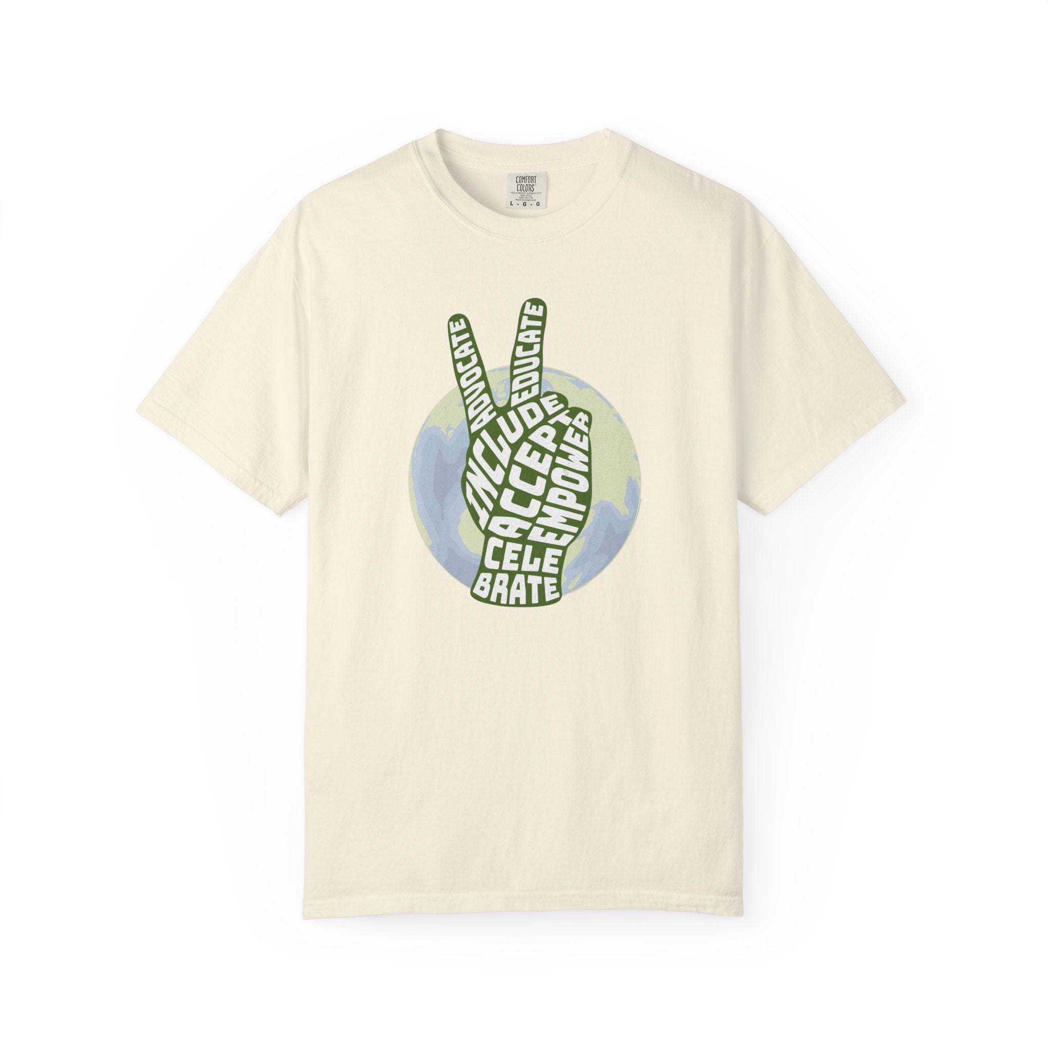 Neuro-affirming Earth Peace Sign Unisex Garment-Dyed T-shirt