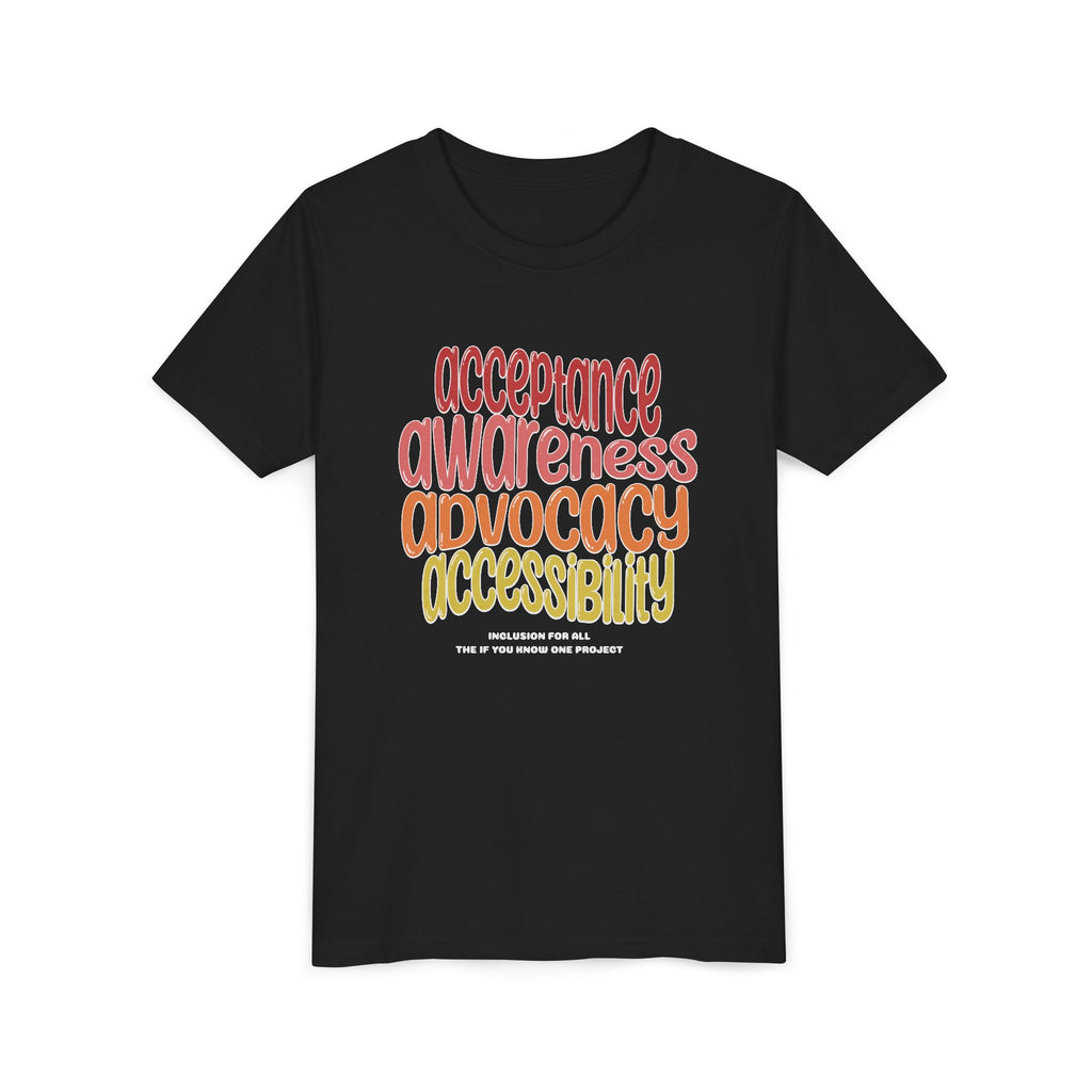 Acceptance, Awareness, Advocacy, Accessibility Youth Short Sleeve Tee