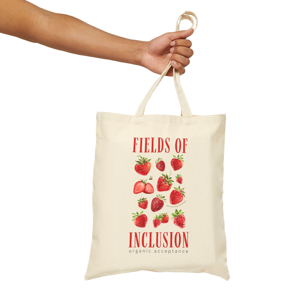 Fields of Inclusion Strawberry Cotton Canvas Tote Bag