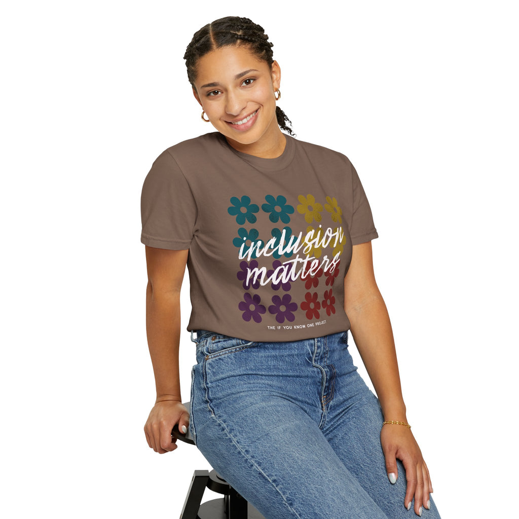Inclusion Matters Retro Floral Unisex Garment-Dyed T-shirt