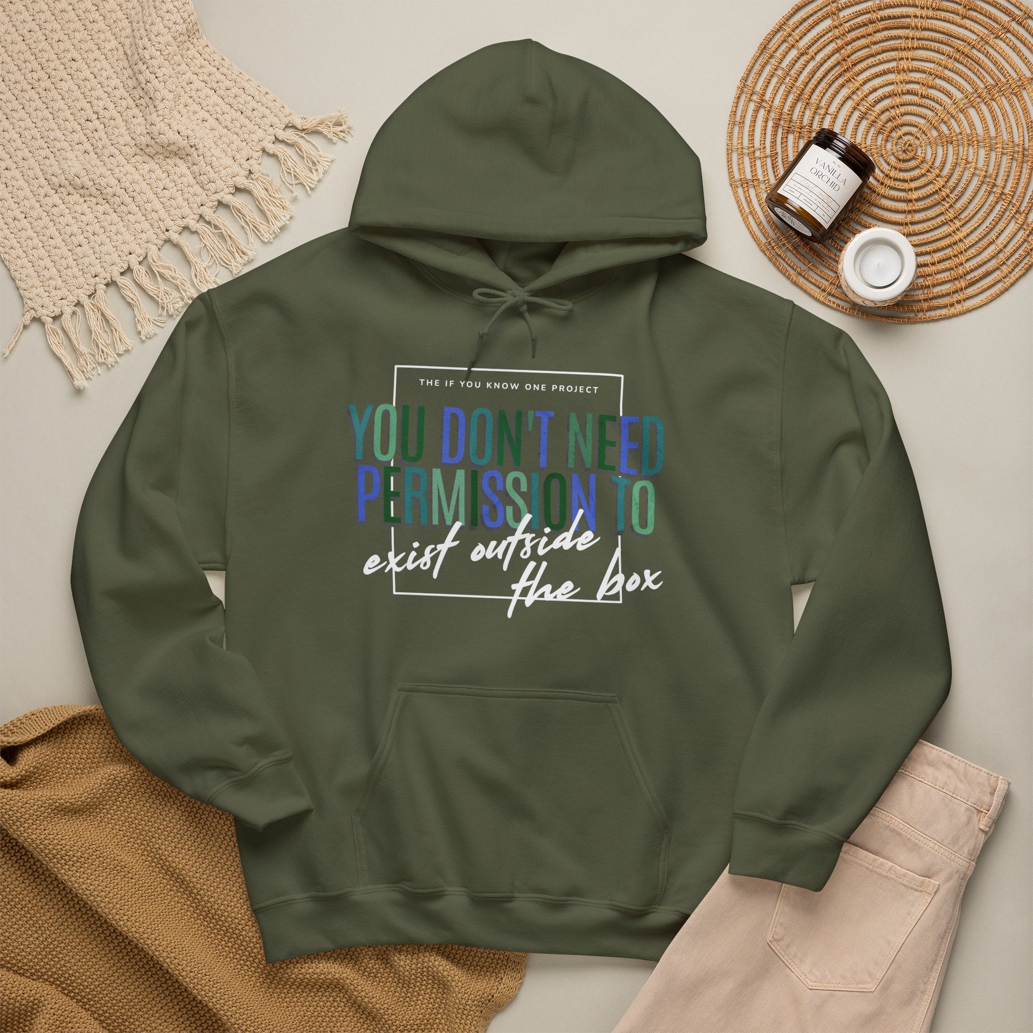 You Don't Need Permission To Exist Outside The Box Unisex Heavy Blend™ Hooded Sweatshirt