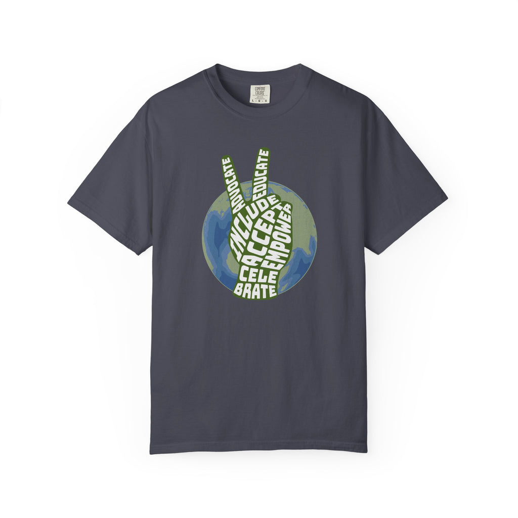 Neuro-affirming Earth Peace Sign Unisex Garment-Dyed T-shirt