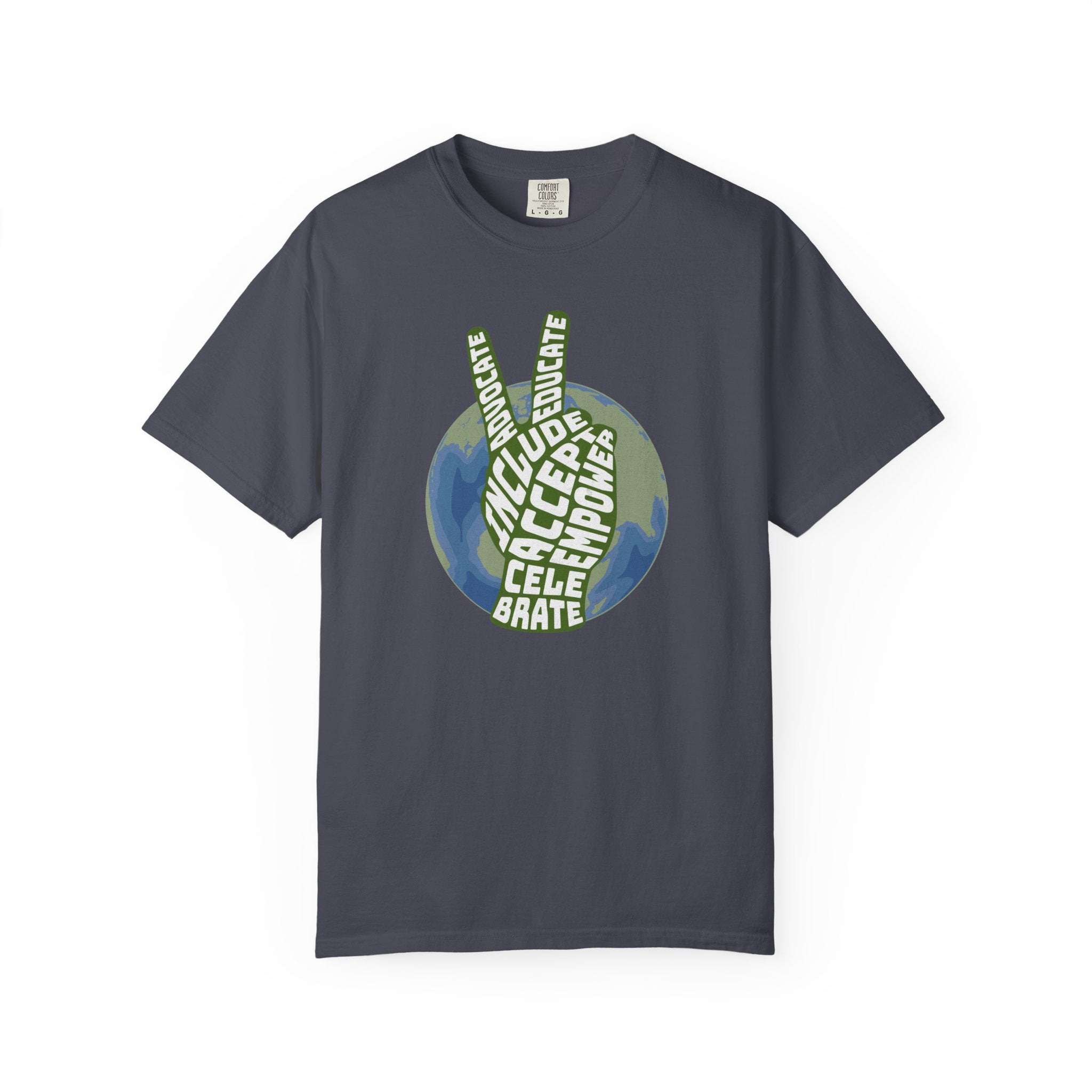 Neuro-affirming Earth Peace Sign Unisex Garment-Dyed T-shirt