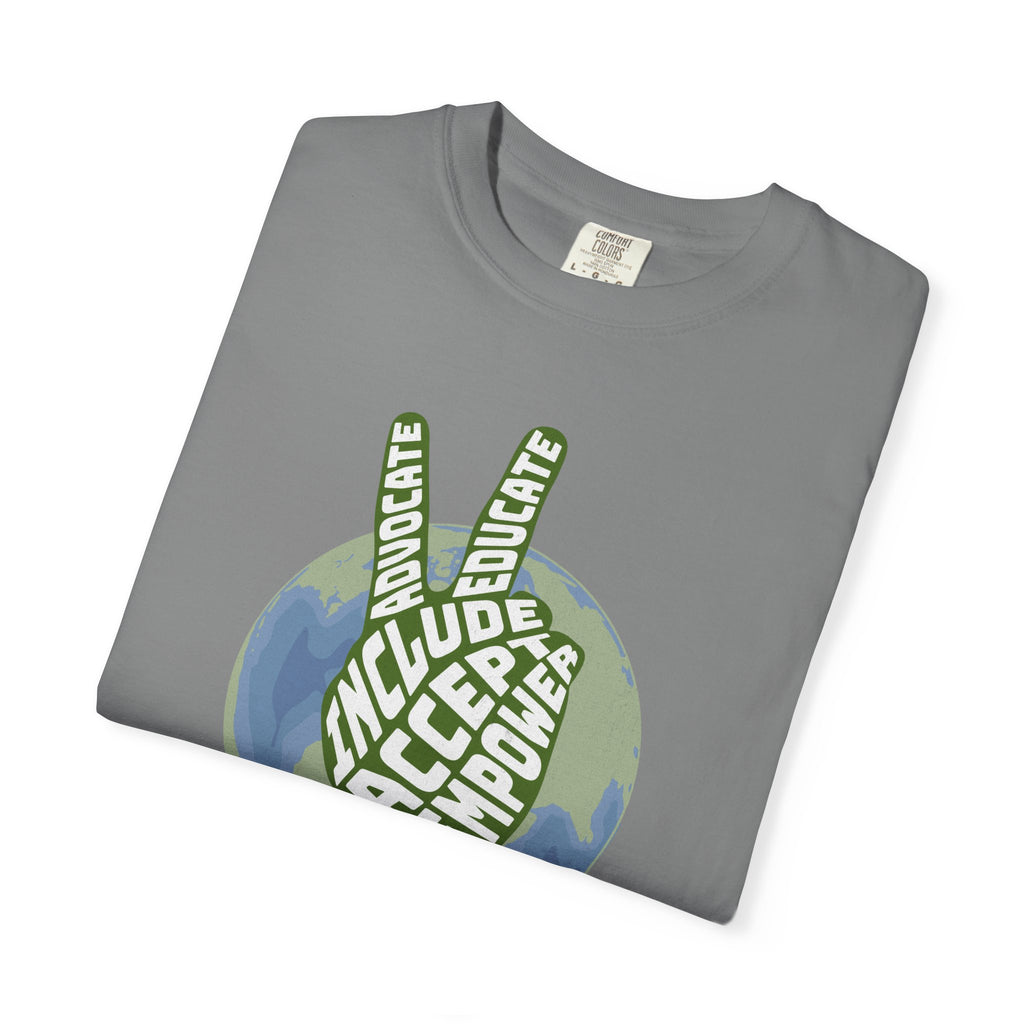 Neuro-affirming Earth Peace Sign Unisex Garment-Dyed T-shirt
