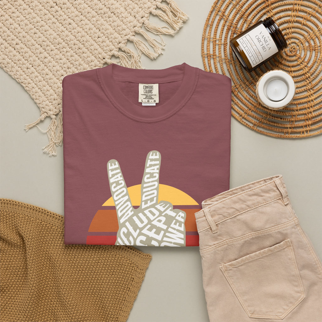 Neuro-affirming Peace Sign Unisex Garment-Dyed T-shirt