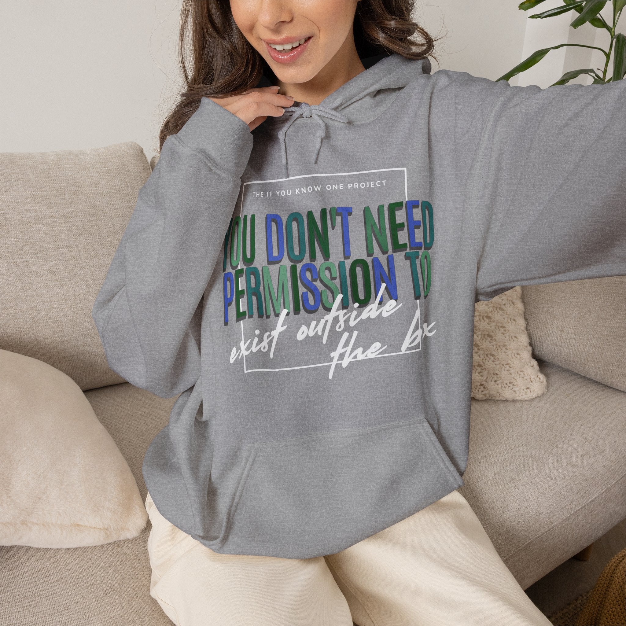 You Don't Need Permission To Exist Outside The Box Unisex Heavy Blend™ Hooded Sweatshirt