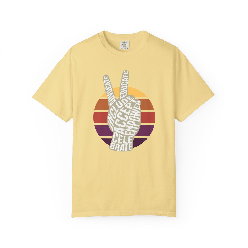 Neuro-affirming Peace Sign Unisex Garment-Dyed T-shirt