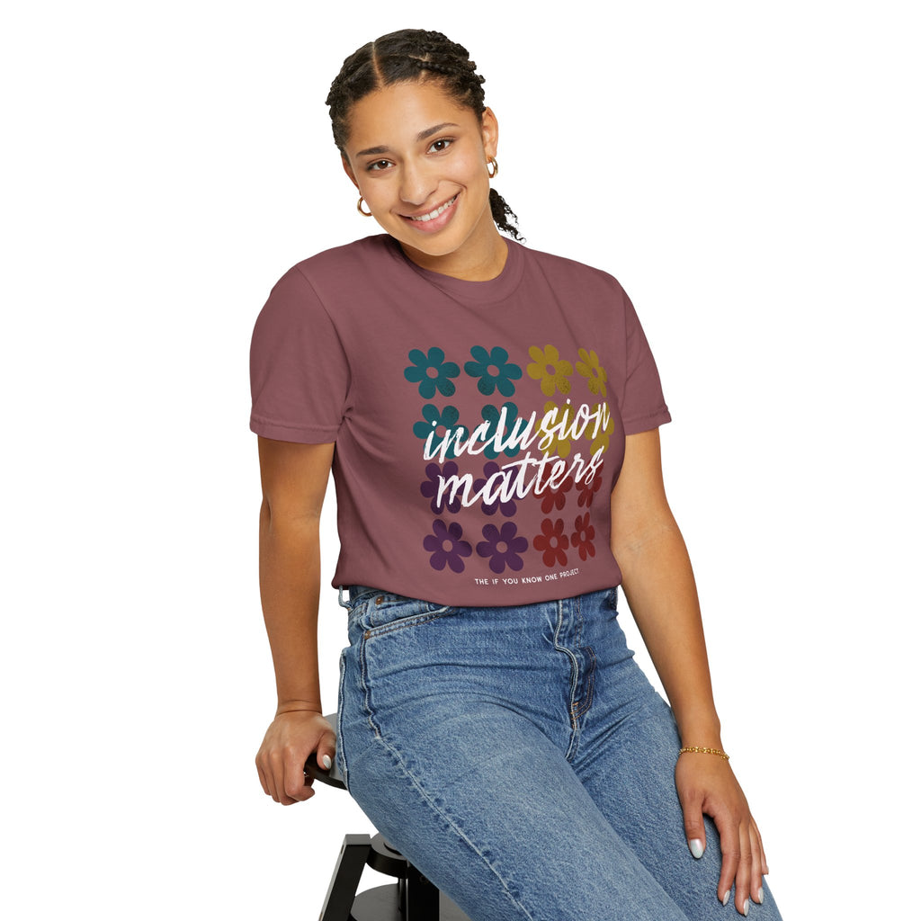 Inclusion Matters Retro Floral Unisex Garment-Dyed T-shirt