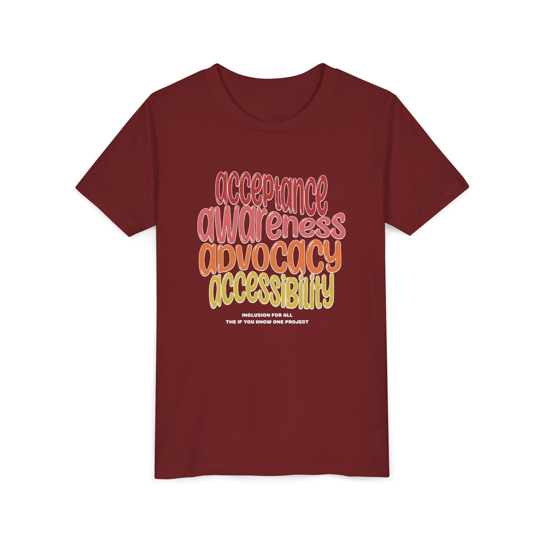 Acceptance, Awareness, Advocacy, Accessibility Youth Short Sleeve Tee