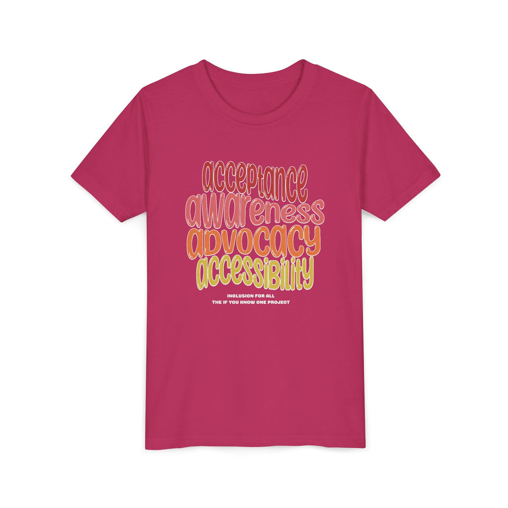 Acceptance, Awareness, Advocacy, Accessibility Youth Short Sleeve Tee