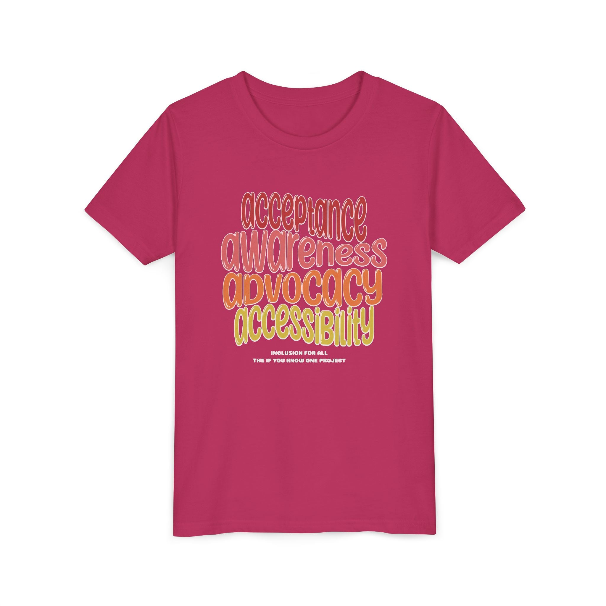 Acceptance, Awareness, Advocacy, Accessibility Youth Short Sleeve Tee