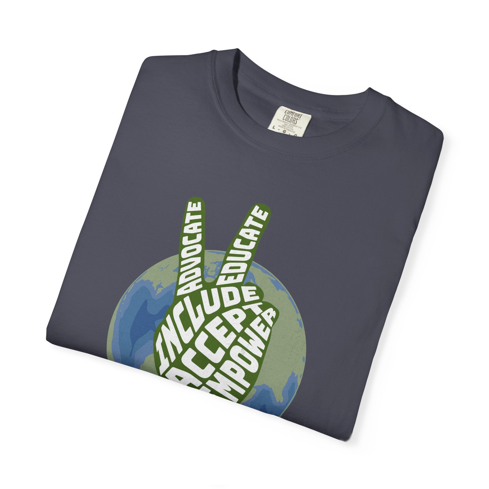 Neuro-affirming Earth Peace Sign Unisex Garment-Dyed T-shirt