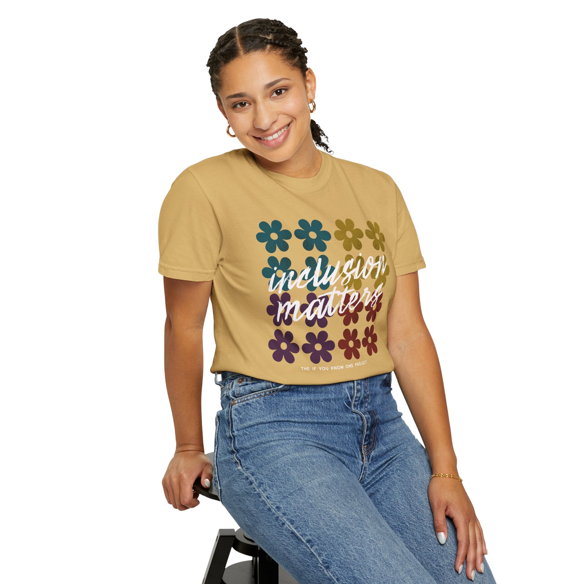Inclusion Matters Retro Floral Unisex Garment-Dyed T-shirt