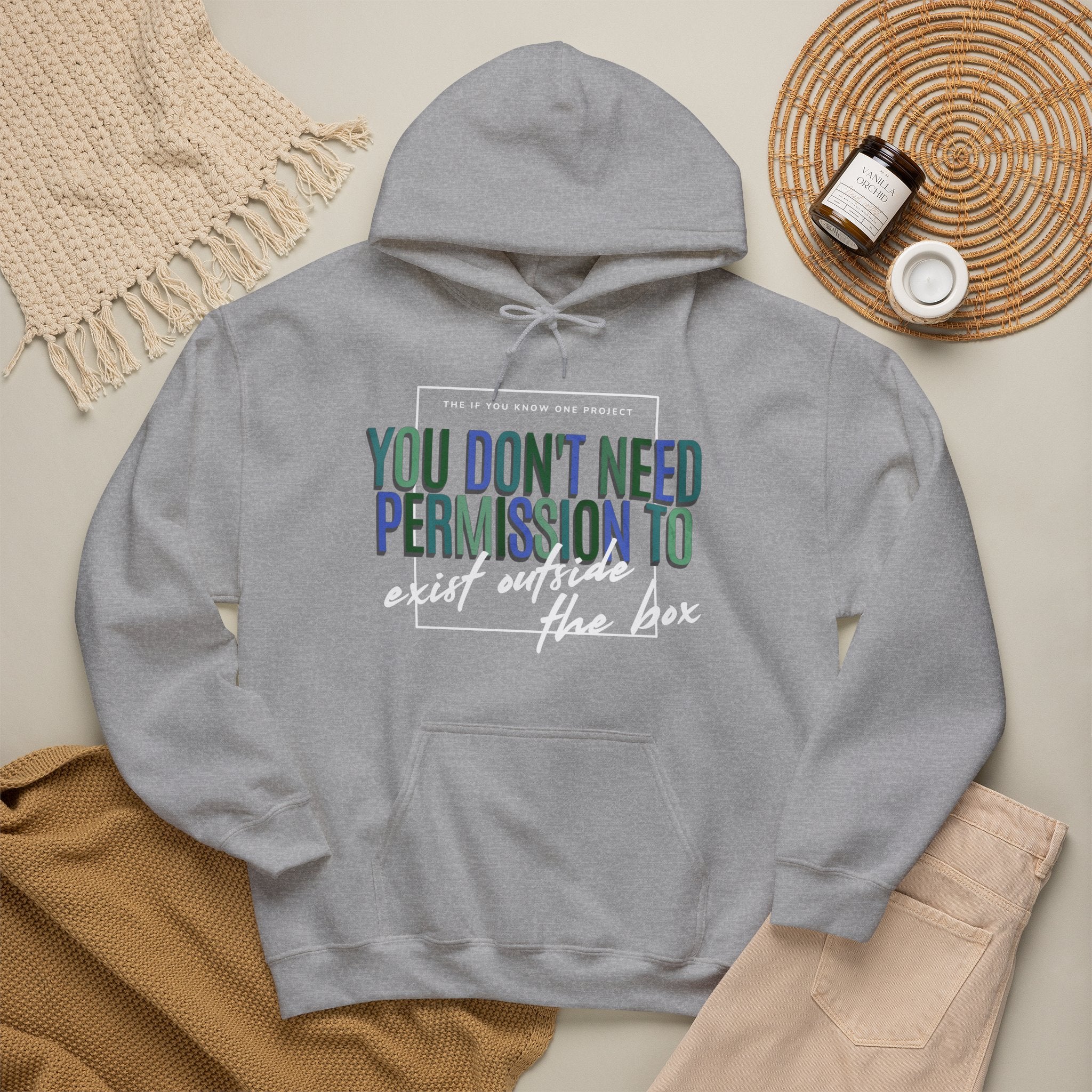 You Don't Need Permission To Exist Outside The Box Unisex Heavy Blend™ Hooded Sweatshirt