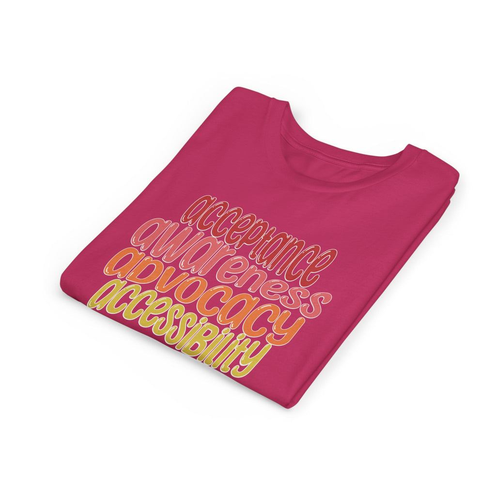 Acceptance, Awareness, Advocacy, Accessibility Youth Short Sleeve Tee