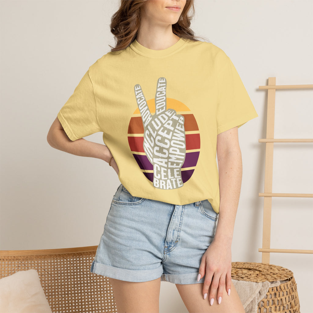 Neuro-affirming Peace Sign Unisex Garment-Dyed T-shirt