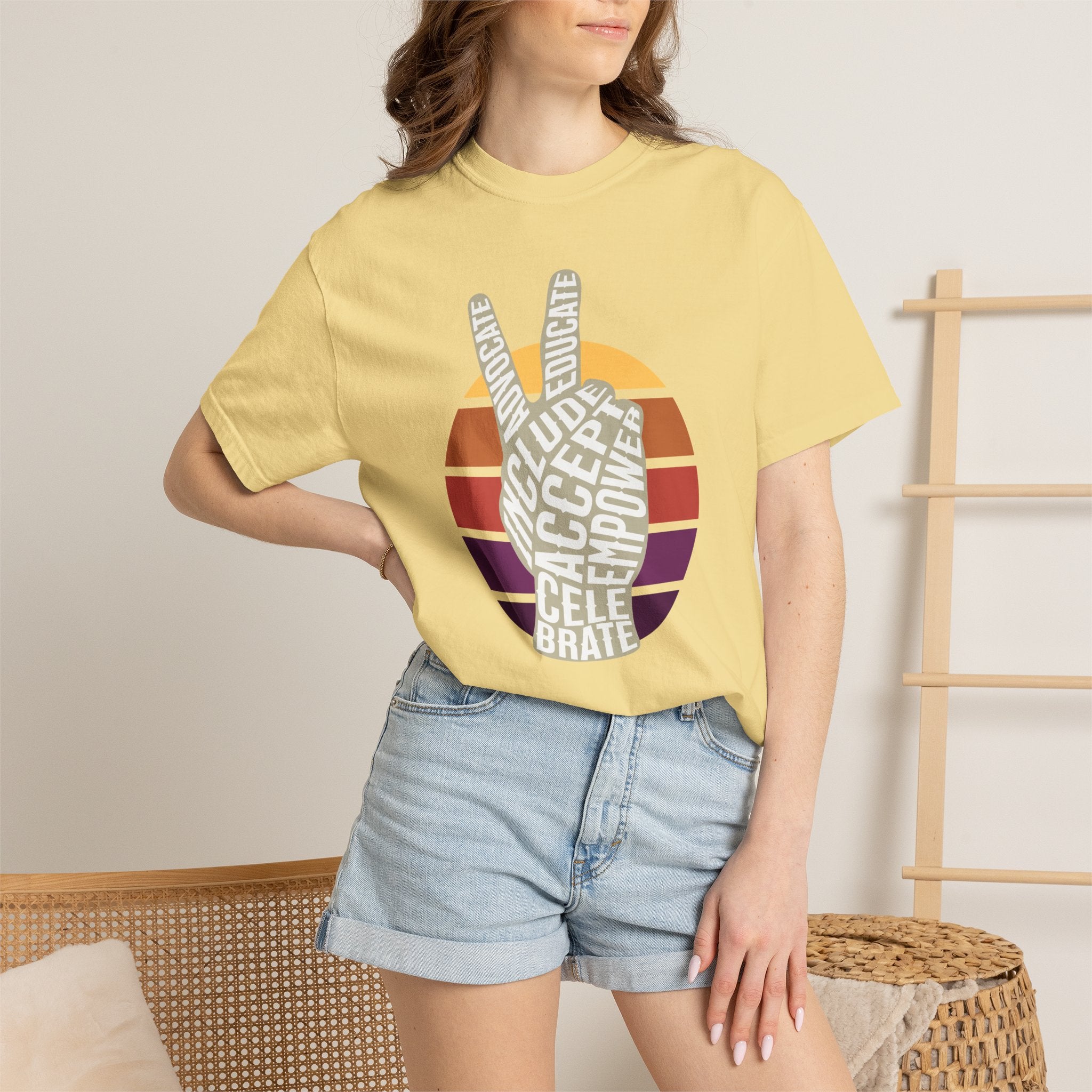 Neuro-affirming Peace Sign Unisex Garment-Dyed T-shirt