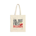 OK But First Inclusion Cherry Cotton Canvas Tote Bag