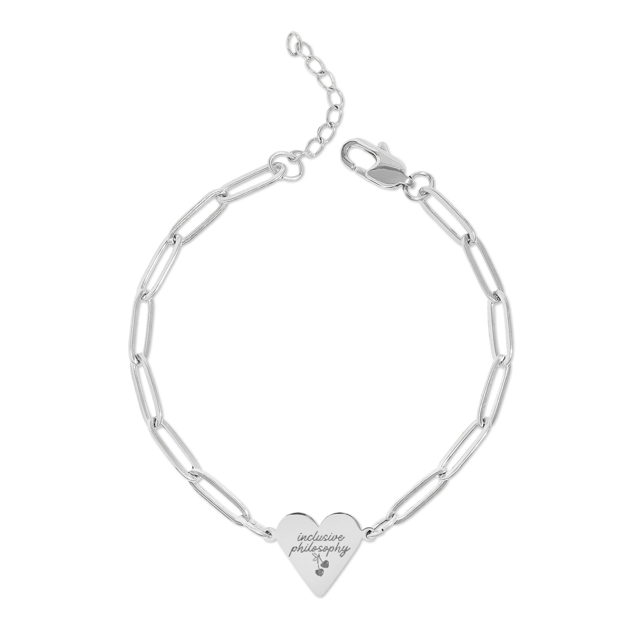 Inclusive Philosophy Paperclip Heart Bracelet (Engraving)