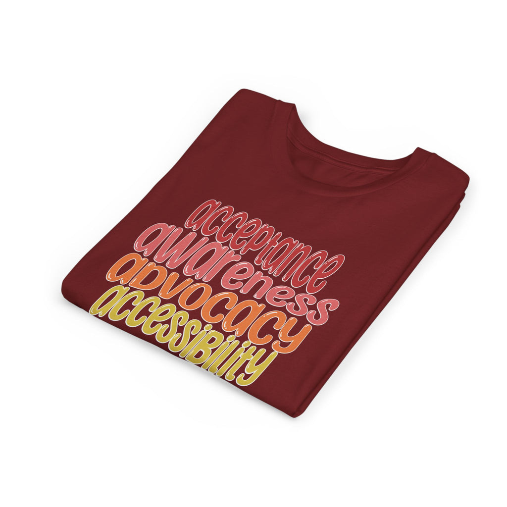 Acceptance, Awareness, Advocacy, Accessibility Youth Short Sleeve Tee