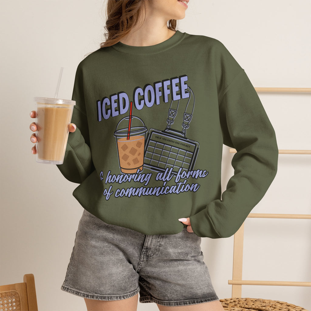 Iced Coffee and Communication Unisex Crewneck Sweatshirt