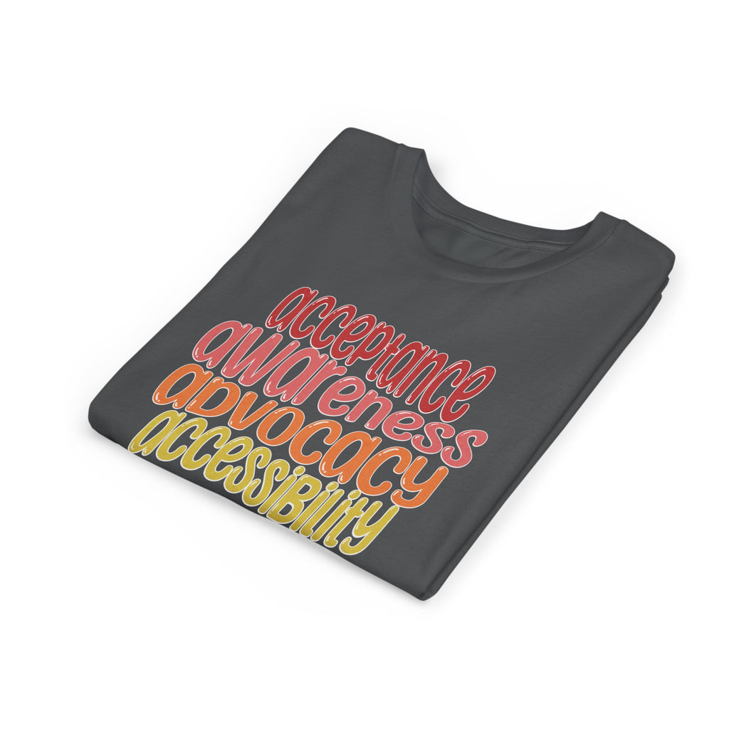 Acceptance, Awareness, Advocacy, Accessibility Youth Short Sleeve Tee