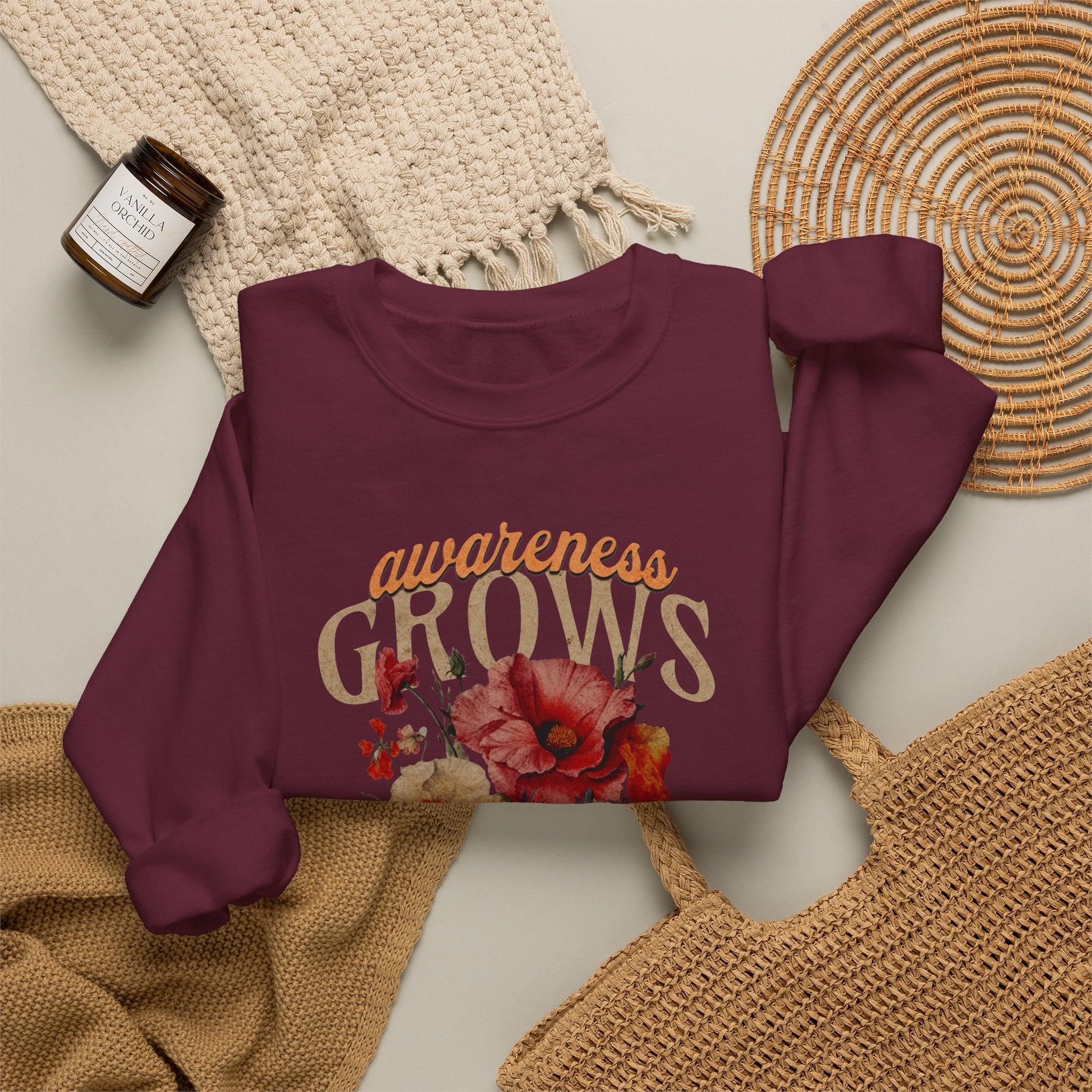 Awareness Grows Acceptance Flourishes Unisex Crewneck Sweatshirt