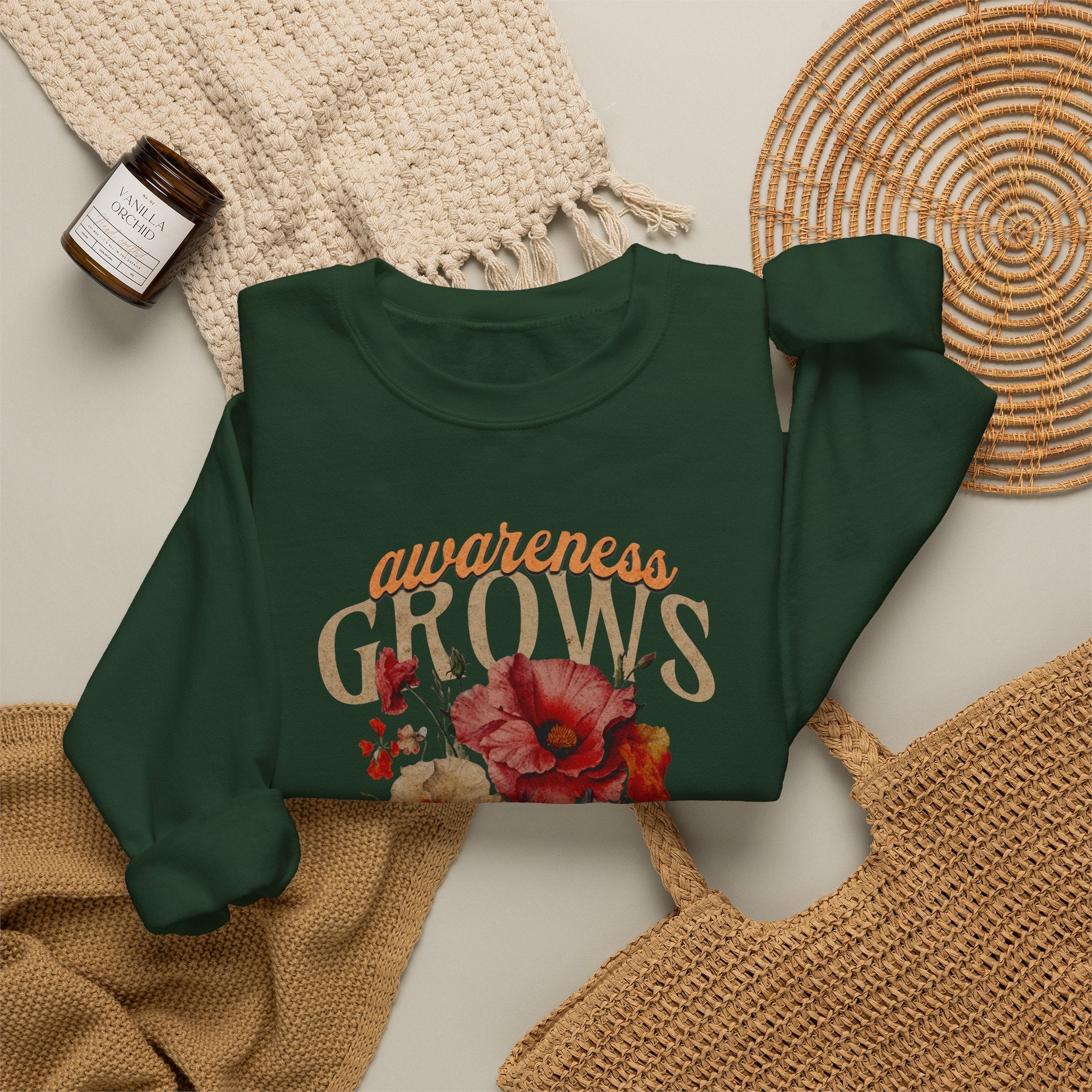 Awareness Grows Acceptance Flourishes Unisex Crewneck Sweatshirt