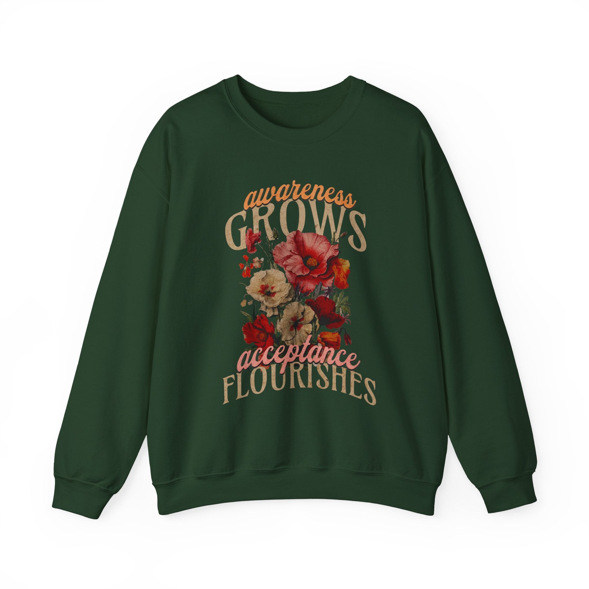 Awareness Grows Acceptance Flourishes Unisex Crewneck Sweatshirt