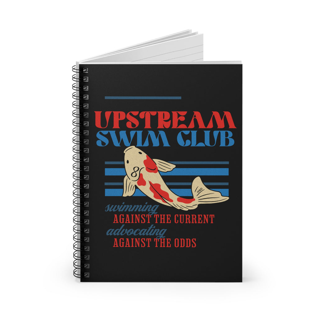 Upstream Swim Club Spiral Ruled Line Notebook