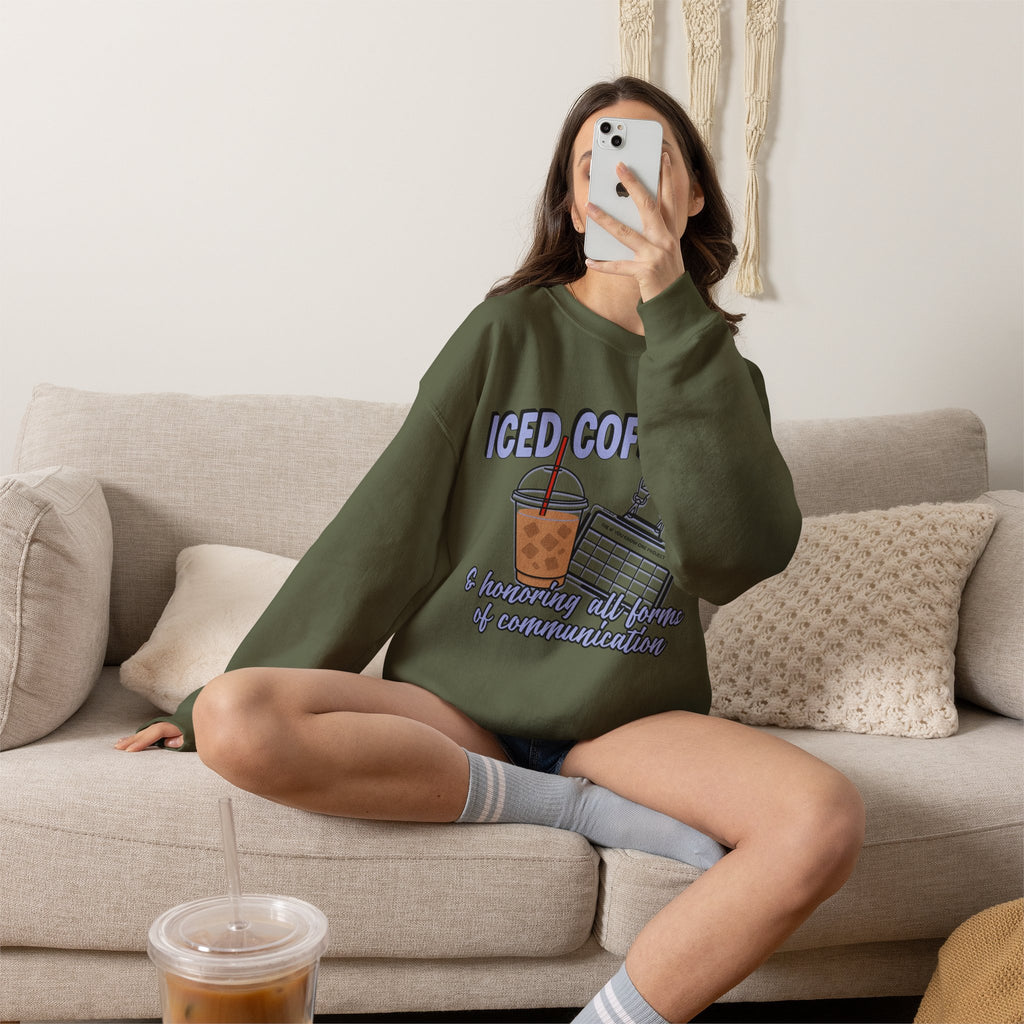 Iced Coffee and Communication Unisex Crewneck Sweatshirt