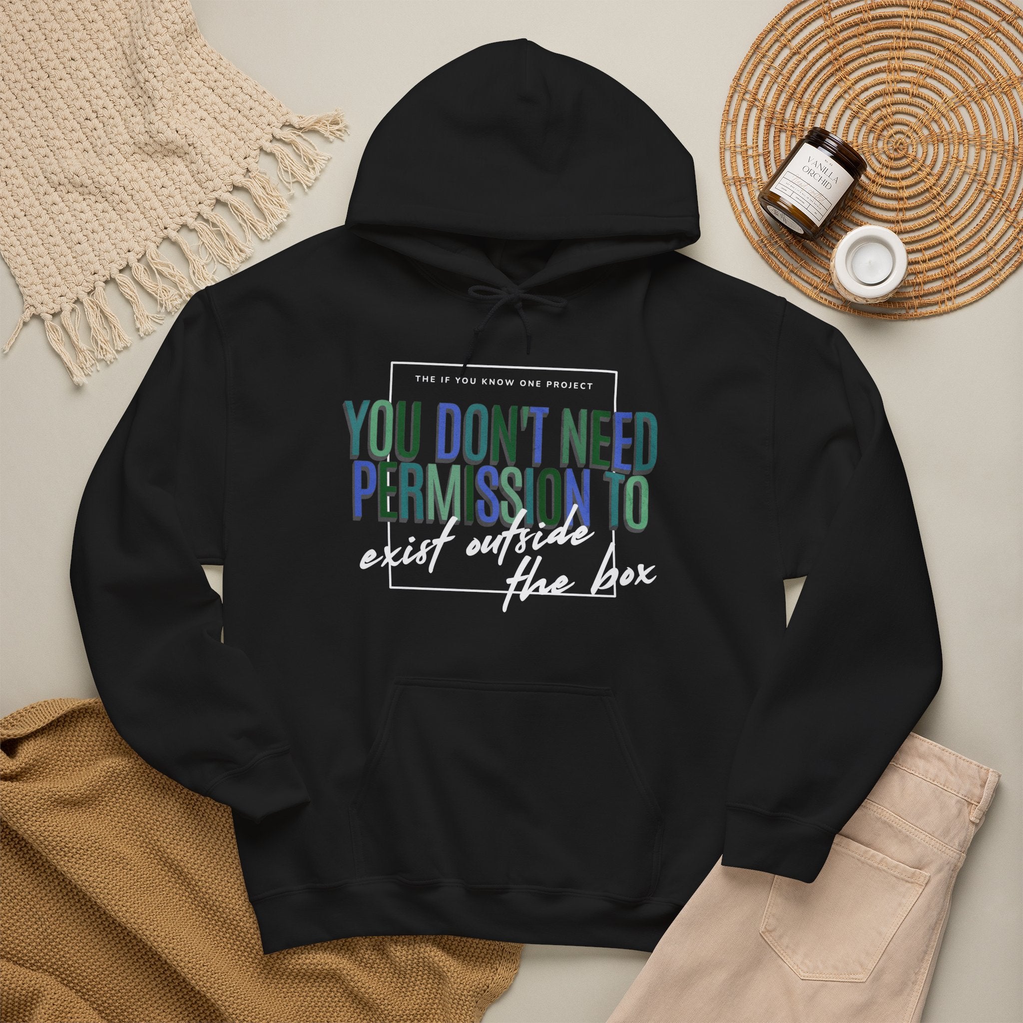 You Don't Need Permission To Exist Outside The Box Unisex Heavy Blend™ Hooded Sweatshirt