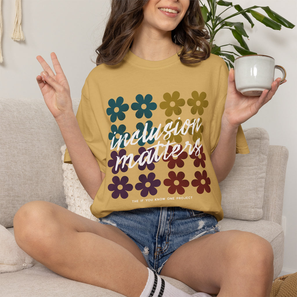 Inclusion Matters Retro Floral Unisex Garment-Dyed T-shirt
