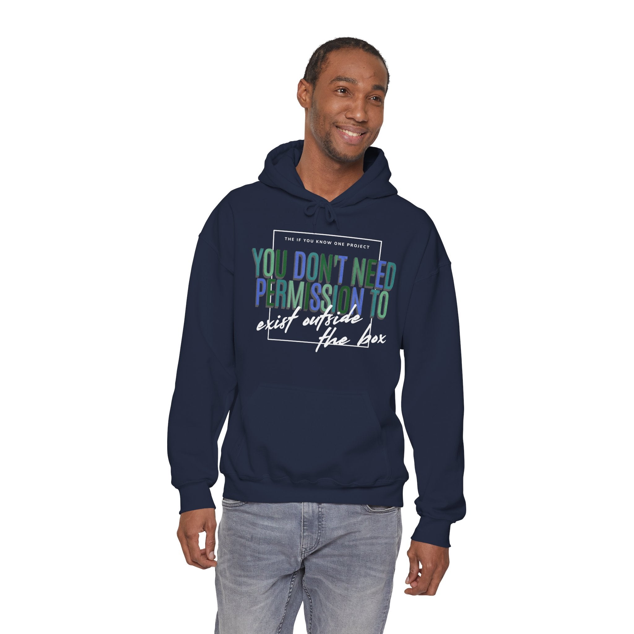 You Don't Need Permission To Exist Outside The Box Unisex Heavy Blend™ Hooded Sweatshirt