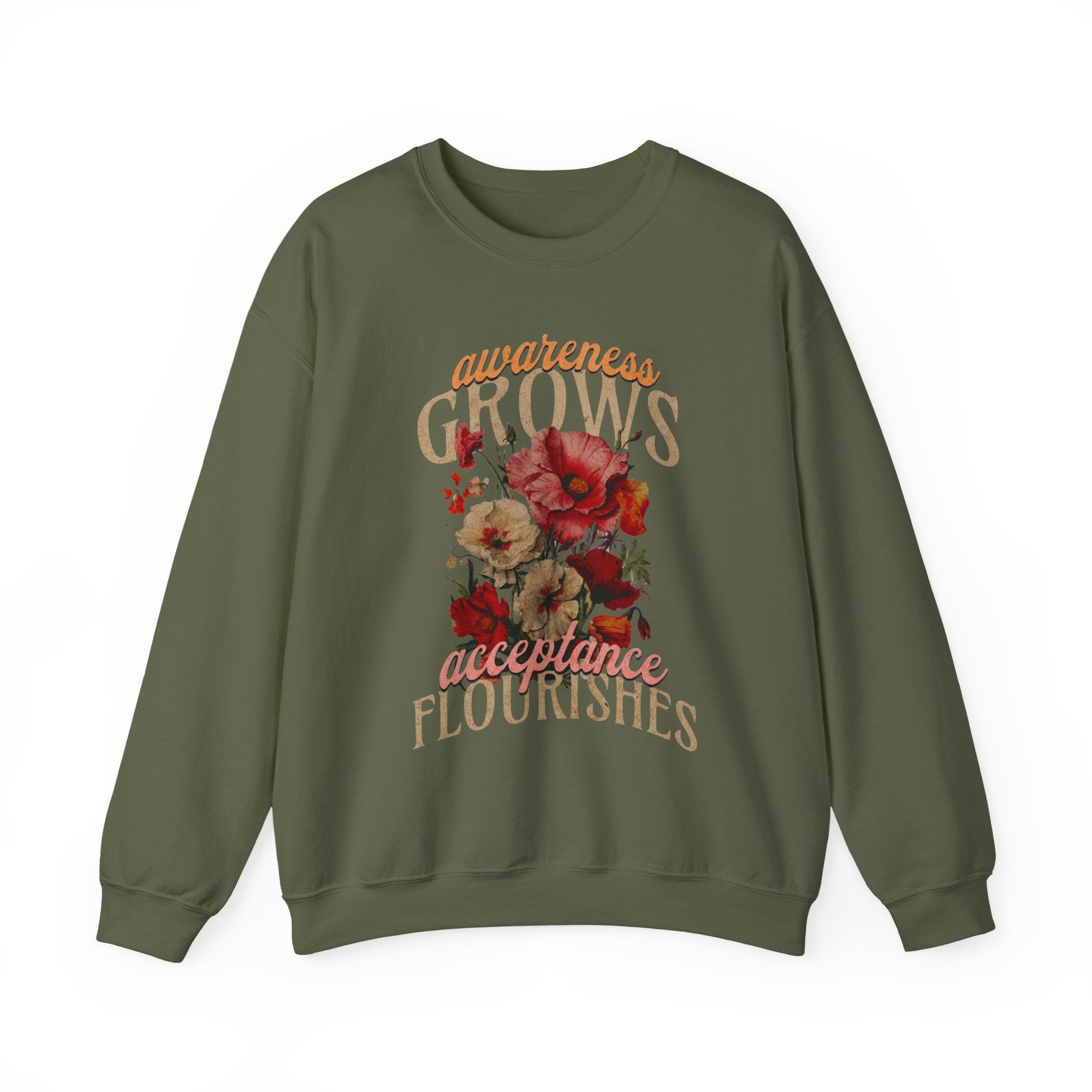 Awareness Grows Acceptance Flourishes Unisex Crewneck Sweatshirt