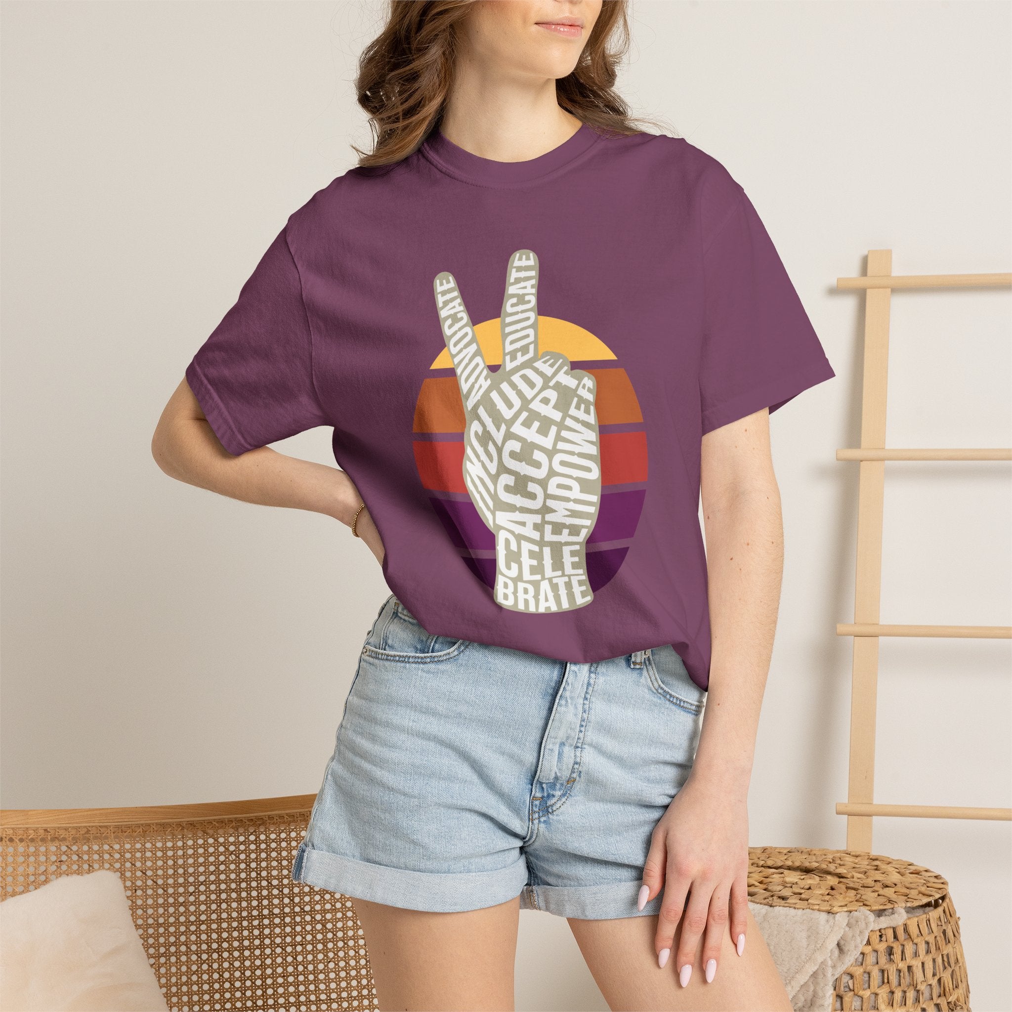 Neuro-affirming Peace Sign Unisex Garment-Dyed T-shirt
