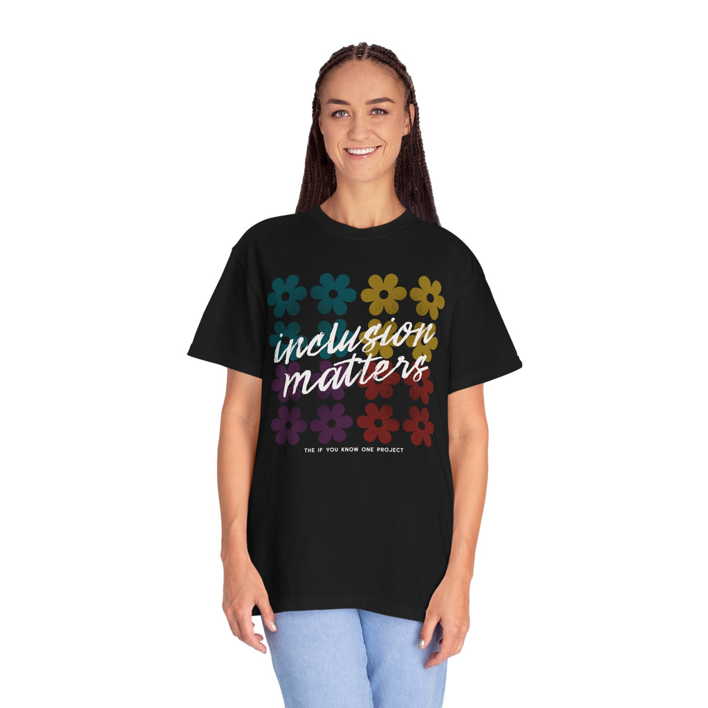 Inclusion Matters Retro Floral Unisex Garment-Dyed T-shirt