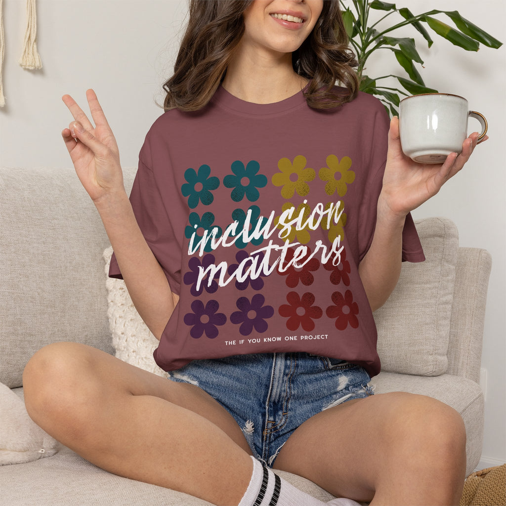 Inclusion Matters Retro Floral Unisex Garment-Dyed T-shirt