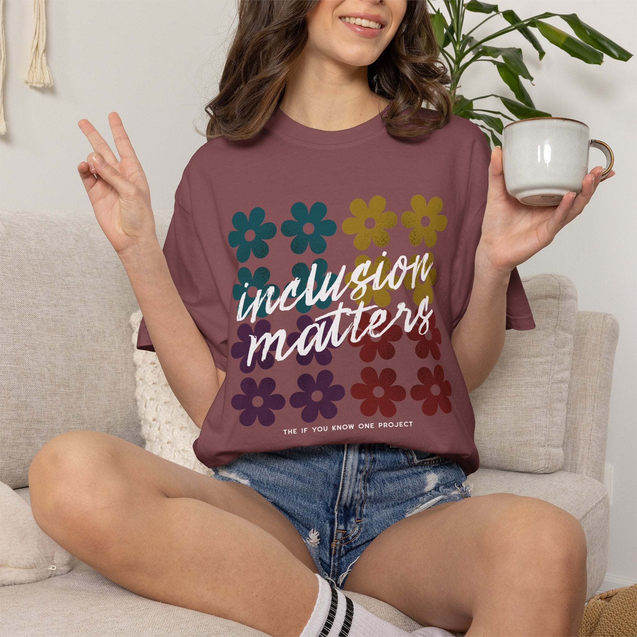 Inclusion Matters Retro Floral Unisex Garment-Dyed T-shirt