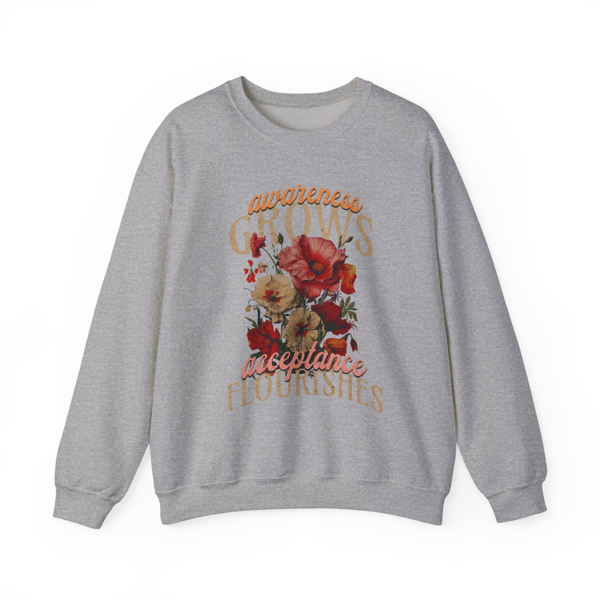 Awareness Grows Acceptance Flourishes Unisex Crewneck Sweatshirt