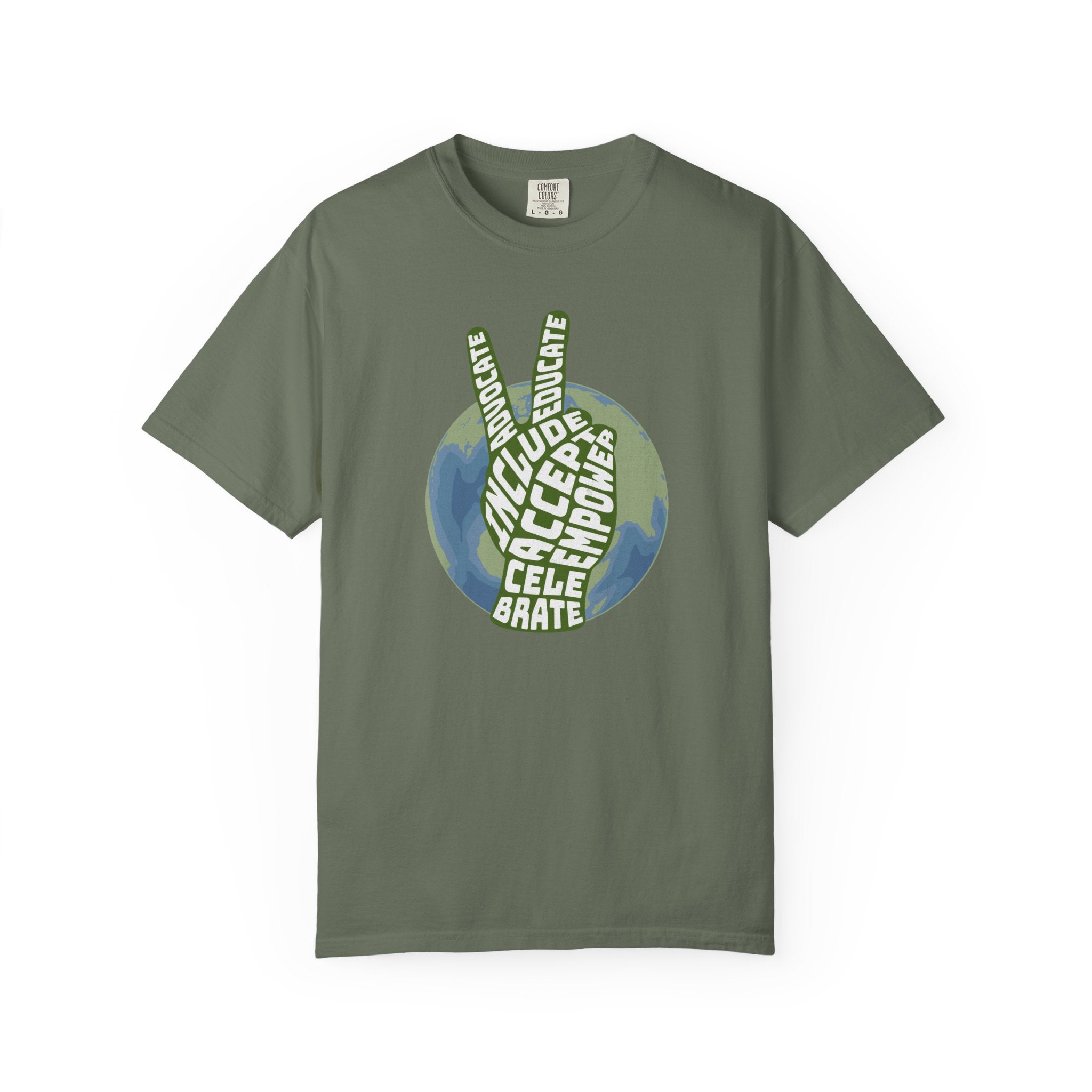 Neuro-affirming Earth Peace Sign Unisex Garment-Dyed T-shirt