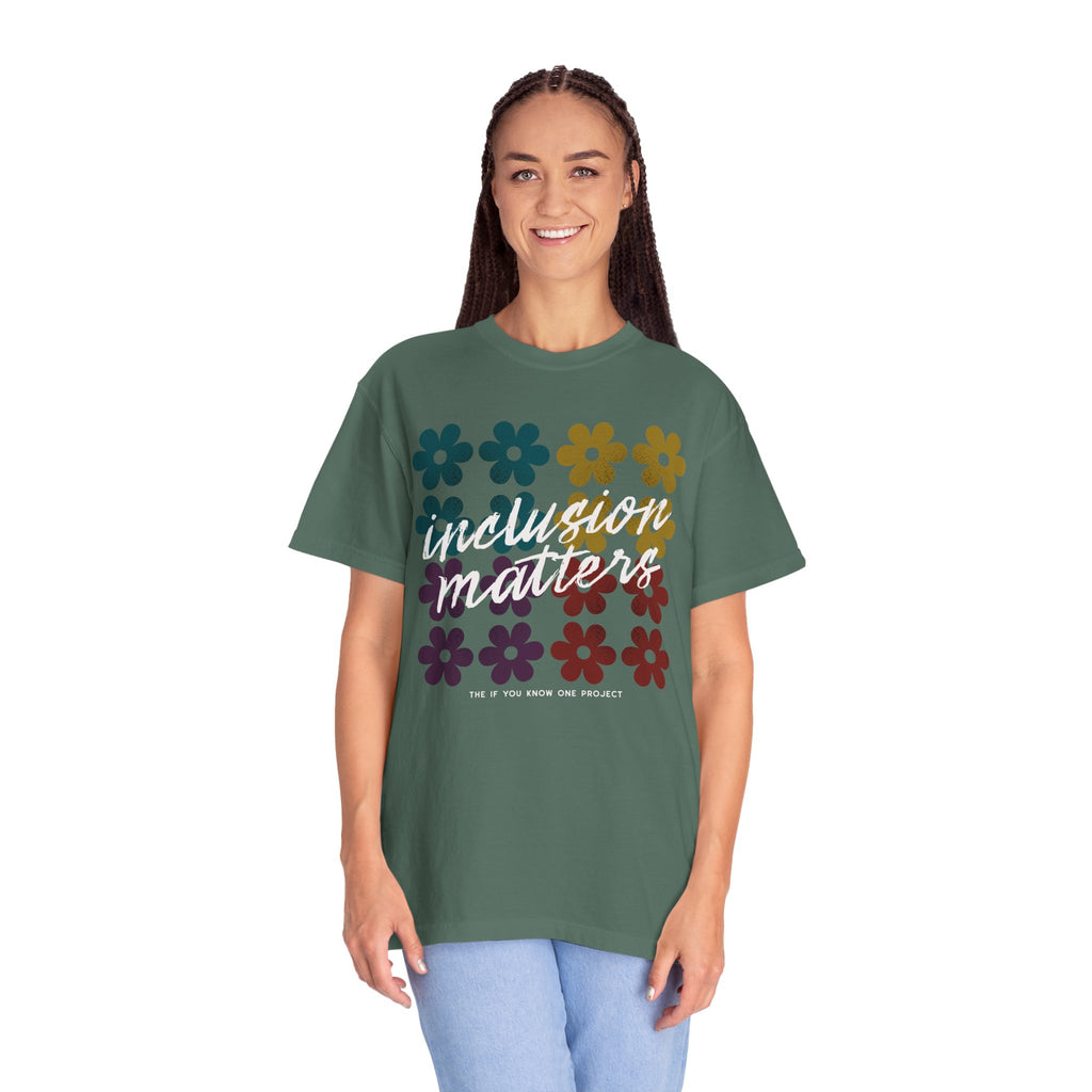 Inclusion Matters Retro Floral Unisex Garment-Dyed T-shirt
