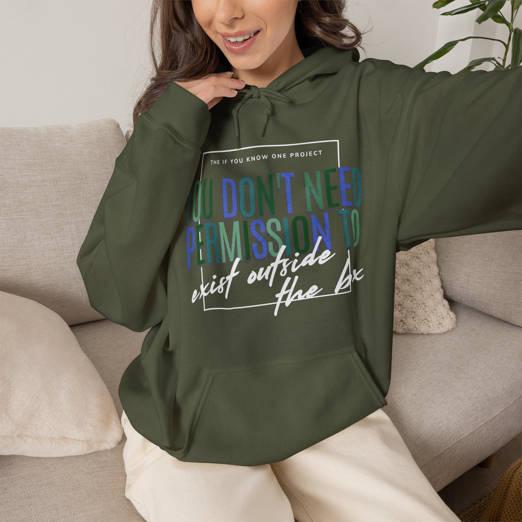 You Don't Need Permission To Exist Outside The Box Unisex Heavy Blend™ Hooded Sweatshirt