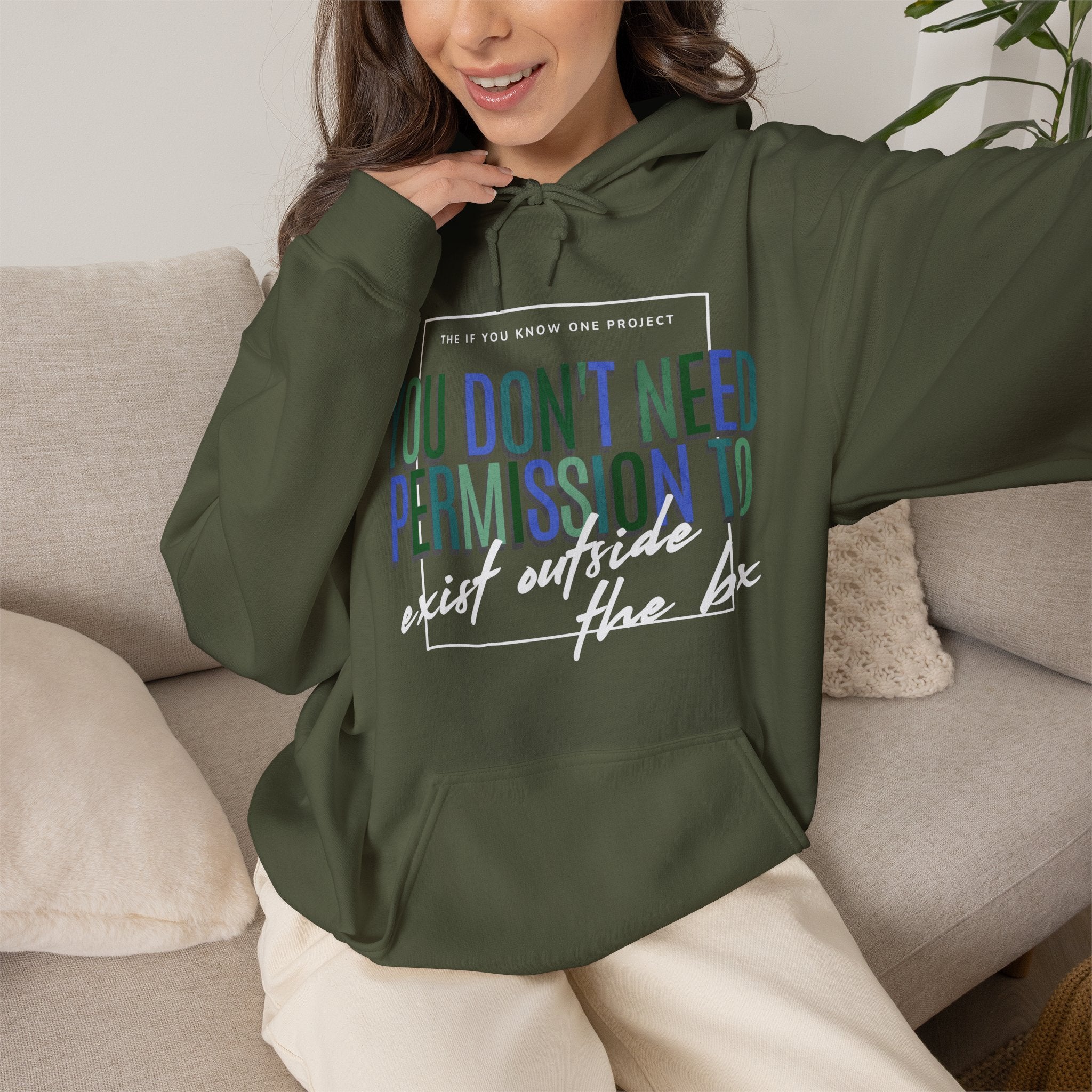 You Don't Need Permission To Exist Outside The Box Unisex Heavy Blend™ Hooded Sweatshirt
